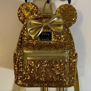 Loungefly X LASR Exclusive Disney Yellow Gold Sequin Minnie Mini Backpack